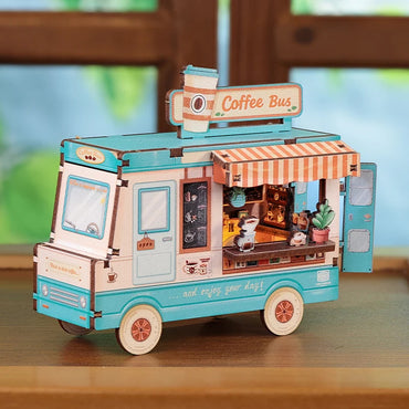Cartartem Cafe Bus Mini Book Nook DIY 3D Wooden Puzzle Kit CT102