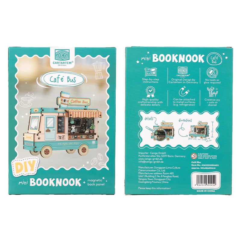 Cartartem Cafe Bus Mini Book Nook DIY 3D Wooden Puzzle Kit CT102