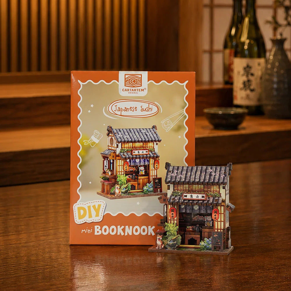 Cartartem Japanese Sushi Mini Book Nook DIY 3D Wooden Puzzle Kit CT112
