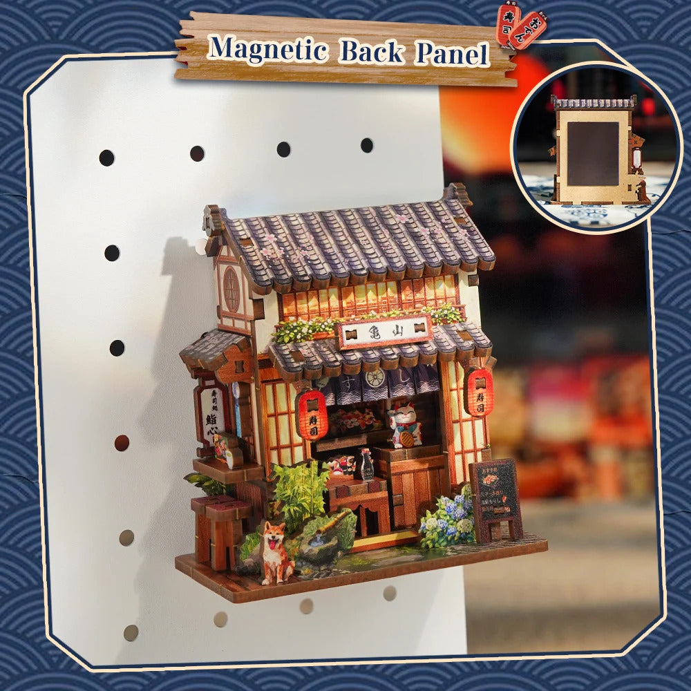 Cartartem Japanese Sushi Mini Book Nook DIY 3D Wooden Puzzle Kit CT112