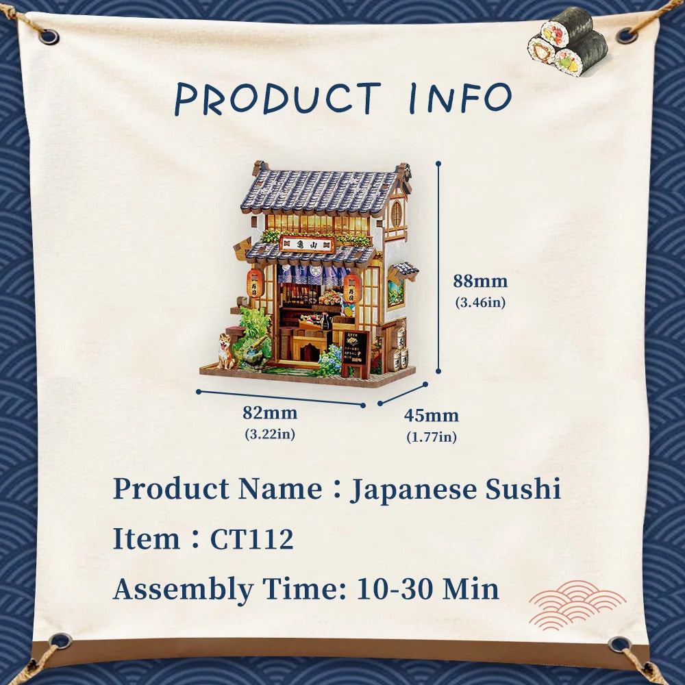 Cartartem Japanese Sushi Mini Book Nook DIY 3D Wooden Puzzle Kit CT112 - image 6