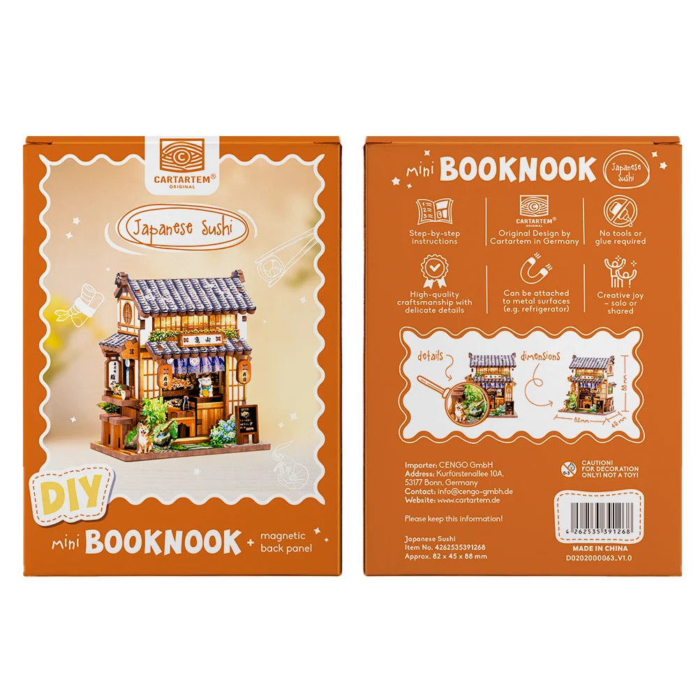 Cartartem Japanese Sushi Mini Book Nook DIY 3D Wooden Puzzle Kit CT112