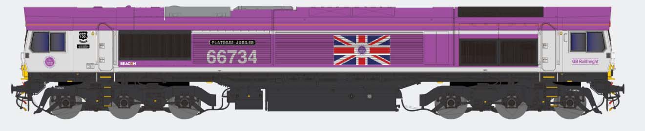 Dapol Class 66 734 'Platinum Jubilee' GBRf Pink (DCC-Fitted) DA2D-066-006D N Gauge