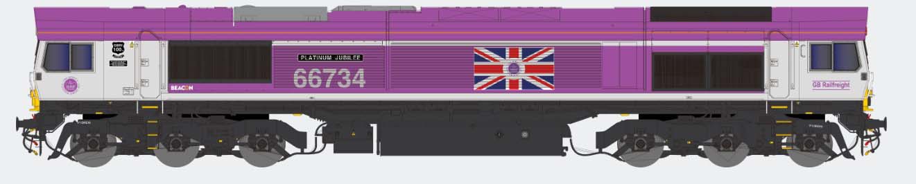 Dapol Class 66 734 'Platinum Jubilee' GBRf Pink (DCC-Sound) DA2D-066-006S N Gauge