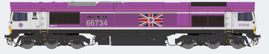 Dapol Class 66 734 'Platinum Jubilee' GBRf Pink (DCC-Sound) DA2D-066-006S N Gauge