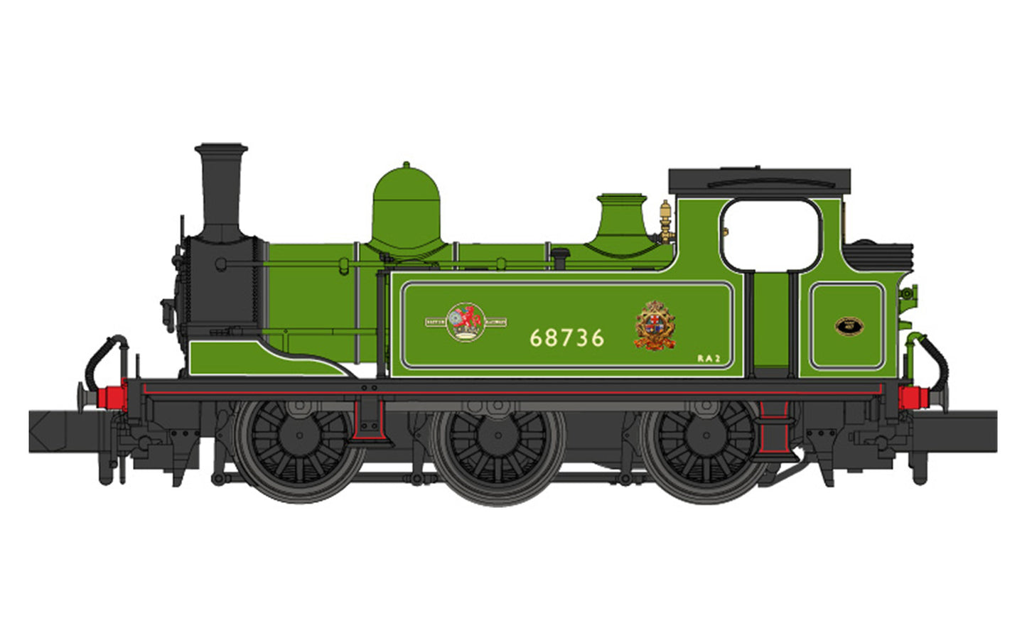 Dapol J72 Class 68736 BR Station Pilot Lined Late Apple Green 2S-022-007 N Gauge