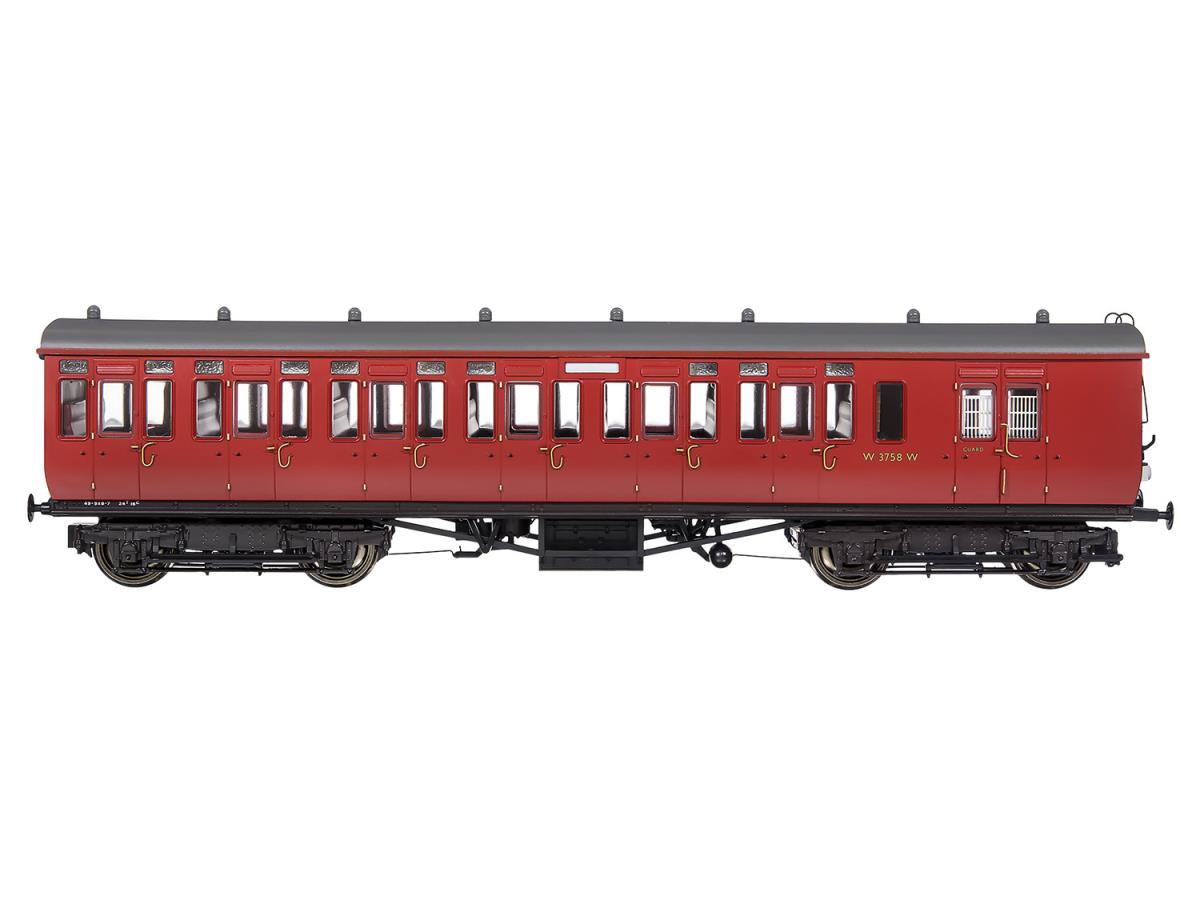 Dapol 4P-020-502 GWR Toplight Mainline City BR Maroon 2nd Brake 3758 S6 OO