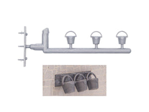 Dapol Kitmaster Fire Buckets (3) & Rack Set DA7C-004-003 O Gauge