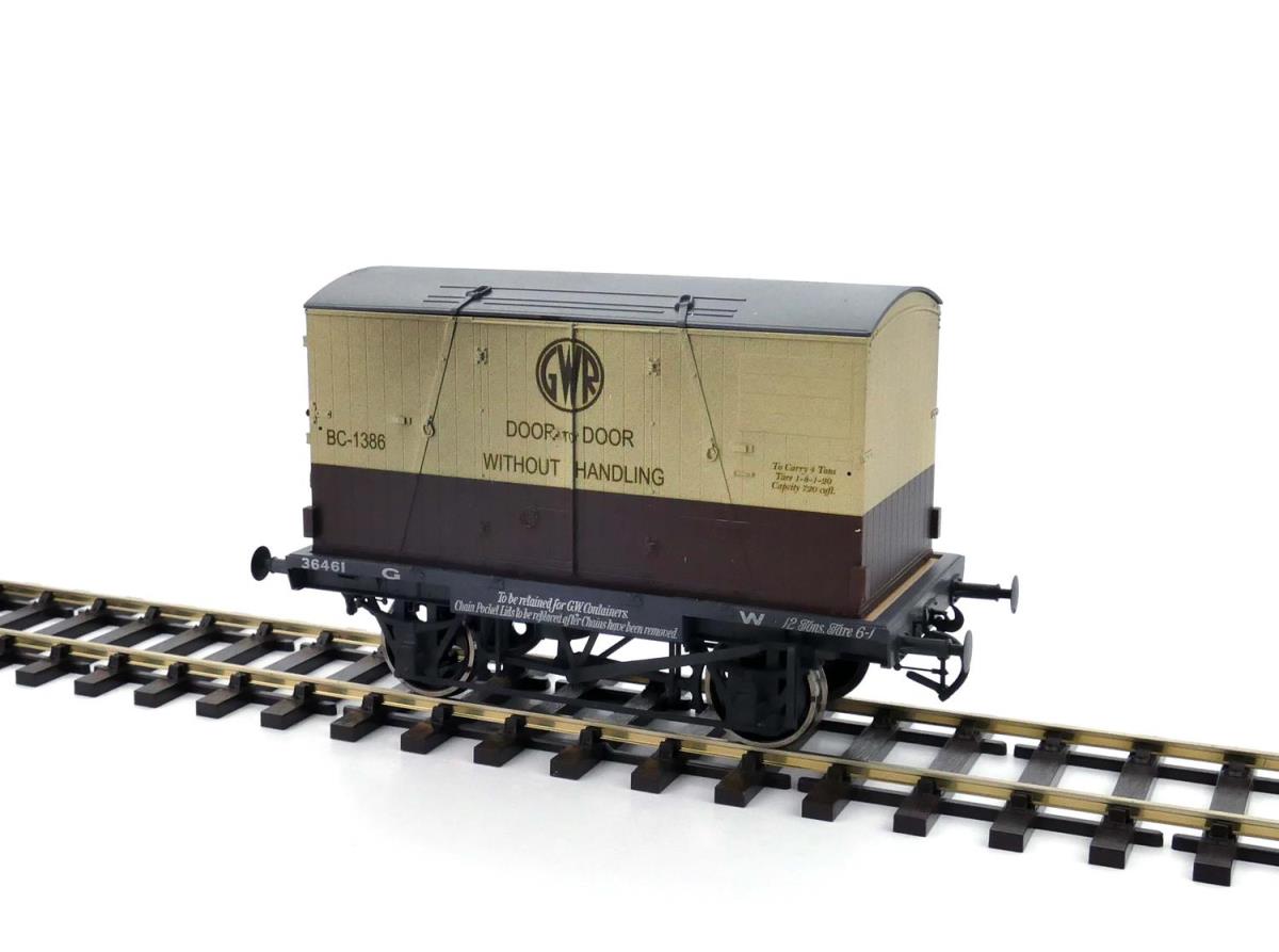 Dapol Conflat GWR & 3 Door Container BC-1386 Weathered DA7F-037-018W O Gauge