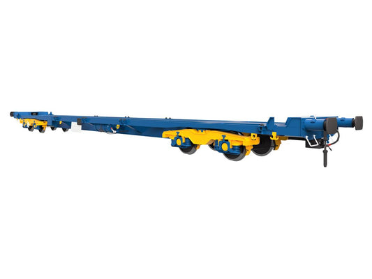 Dapol PFA Flat Wagon Blue Bogies Tiphook Rail Unnumbered DA7F-042-010U O Gauge