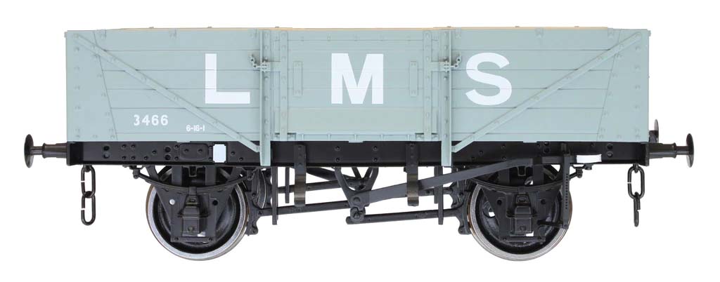 Dapol 5 Plank Wagon Corrugated End LMS Grey 3466 DA7F-053-012 O Gauge