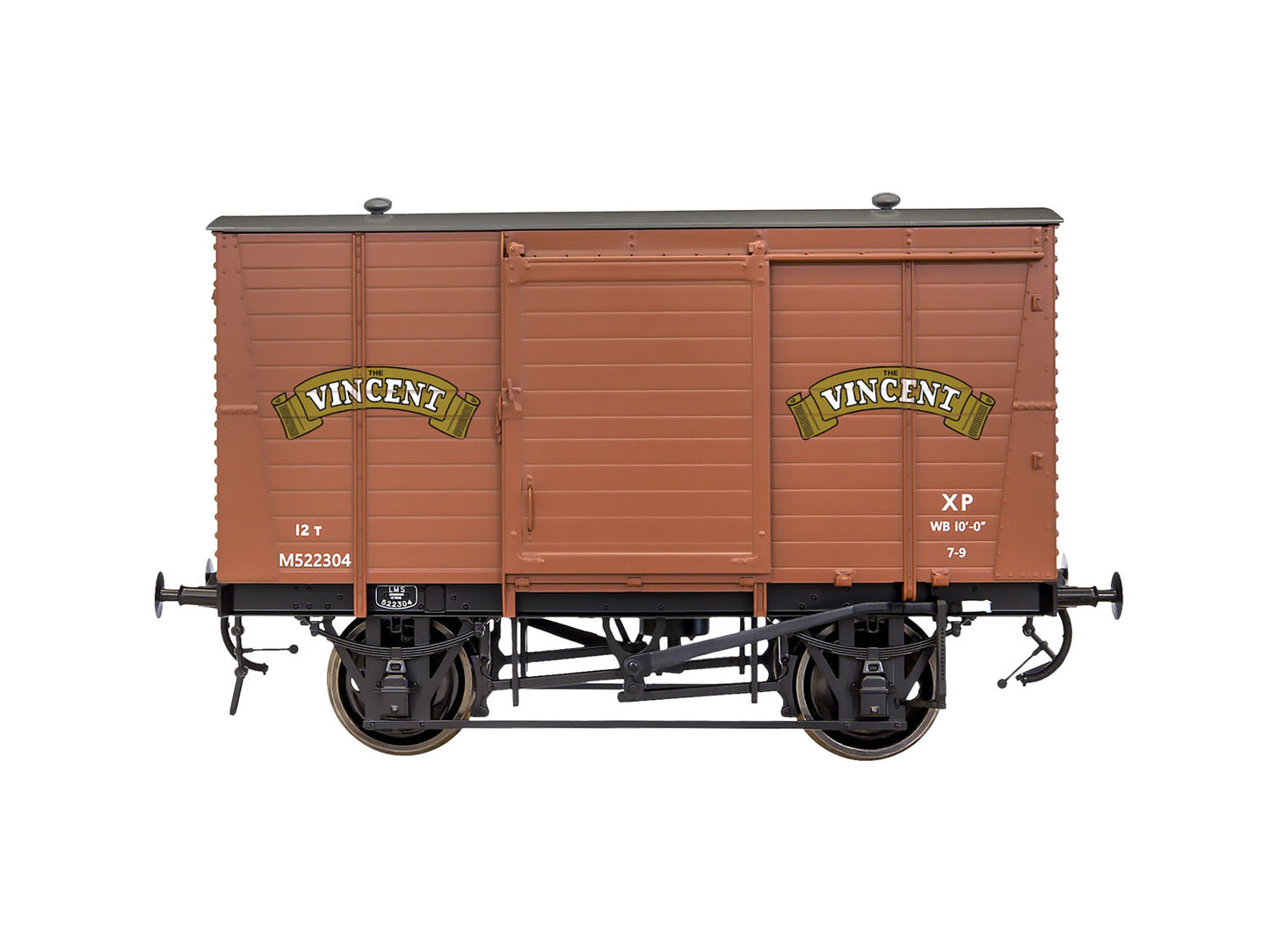 Dapol LMS Standard 12t Van Vincent Motorcycles Weathererd DA7F-065-010W O Gauge