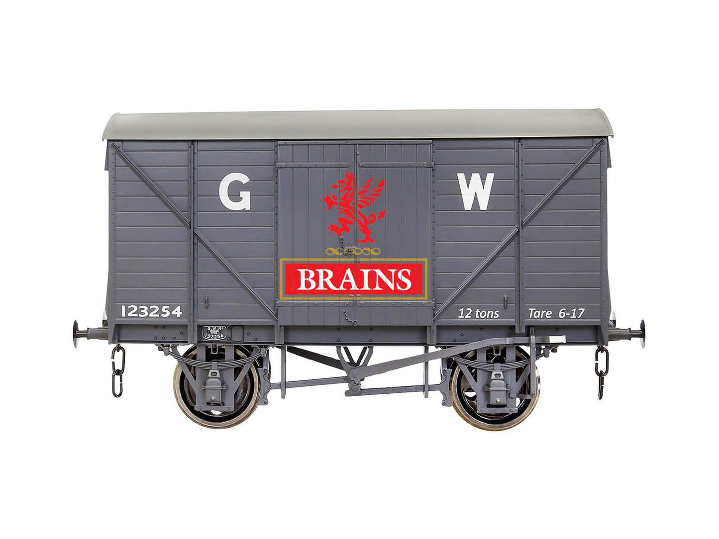Dapol 7F-066-006 GW Standard 12t Van Grey Brains SA 123254 O Gauge