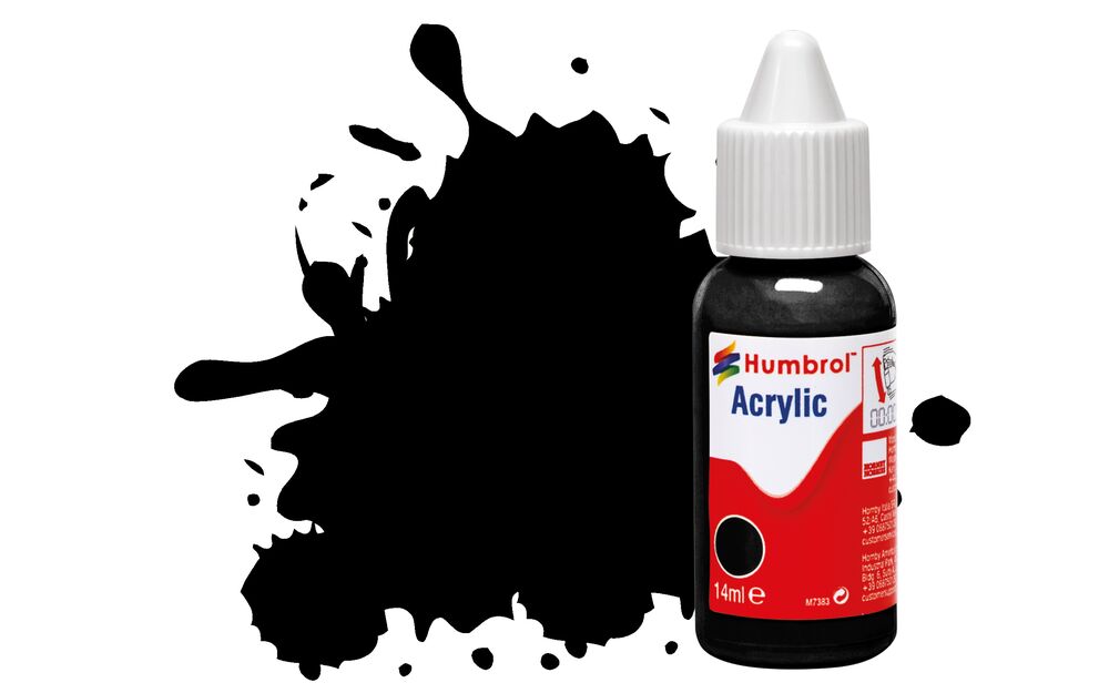 Humbrol No.21 Black - Gloss Acrylic Paint 14ml DB0021
