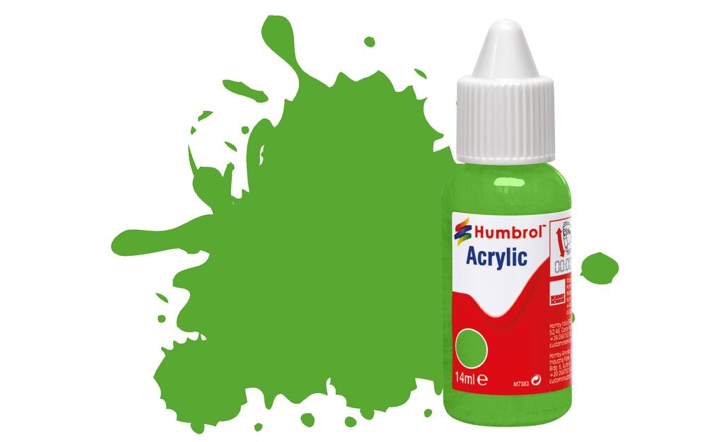 Humbrol No.208 Fluorescent Signal Green - Gloss Acrylic Paint 14ml DB0208