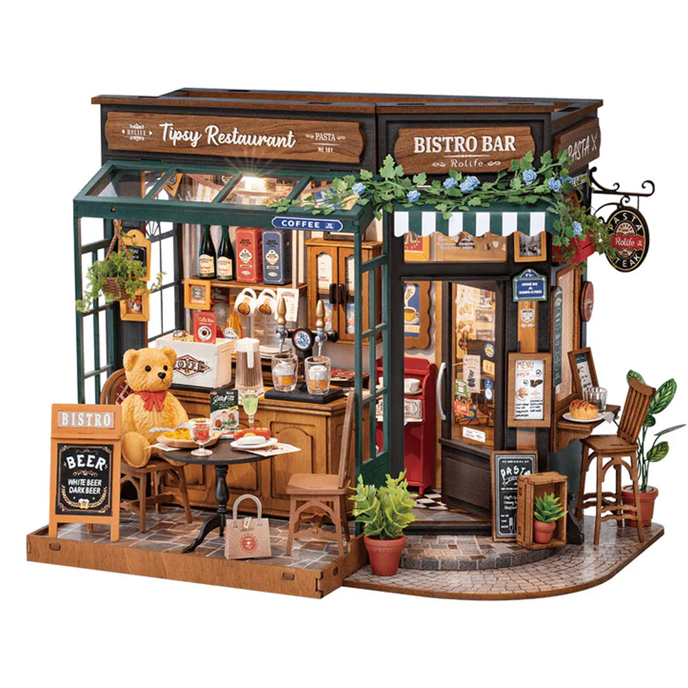 Rolife Tipsy Restaurant DIY Miniature Dollhouse Model Kit DG167