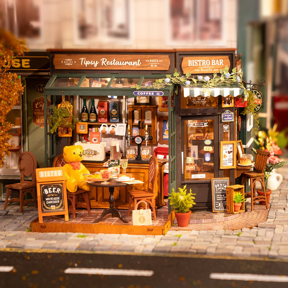 Rolife Tipsy Restaurant DIY Miniature Dollhouse Model Kit DG167