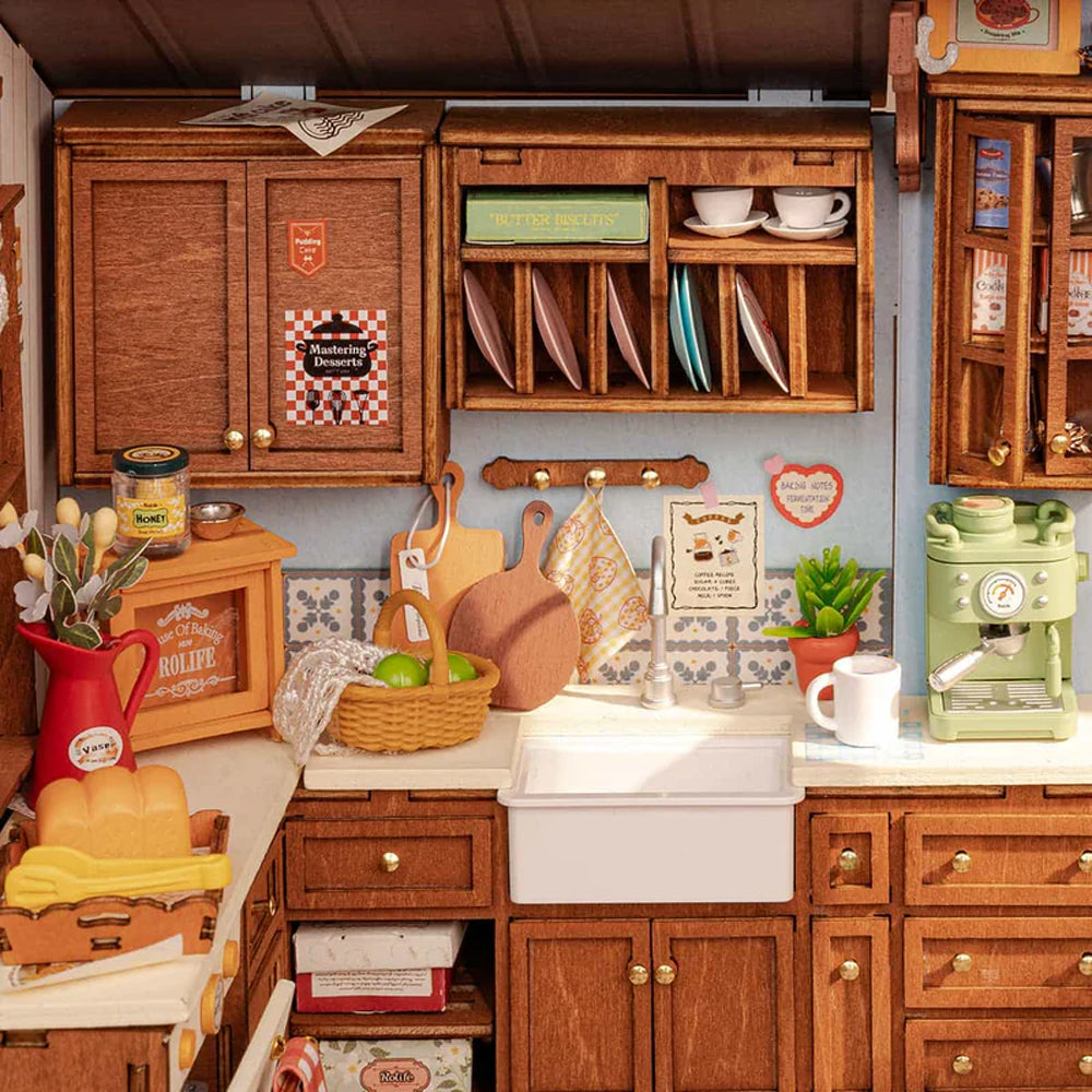 ROBOTIME Rolife Baking Kitchen DIY Miniature Dollhouse Model Kit DG172