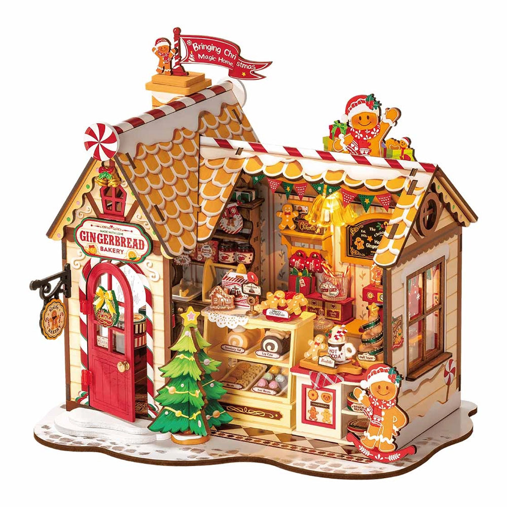 Rolife Christmas Gingerbread House DIY Miniature House Wooden Model Kit DG176