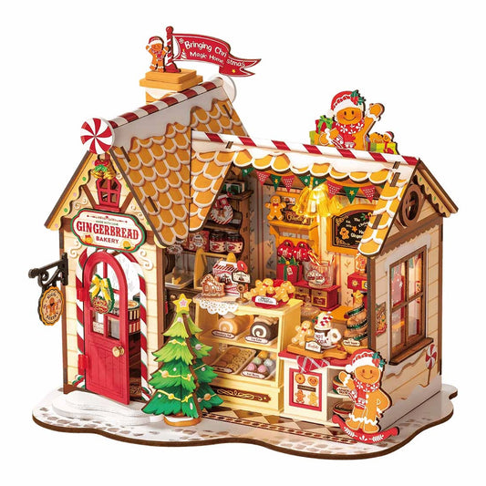 Rolife Christmas Gingerbread House DIY Miniature House Wooden Model Kit DG176