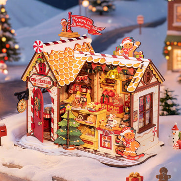 Rolife Christmas Gingerbread House DIY Miniature House Wooden Model Kit DG176
