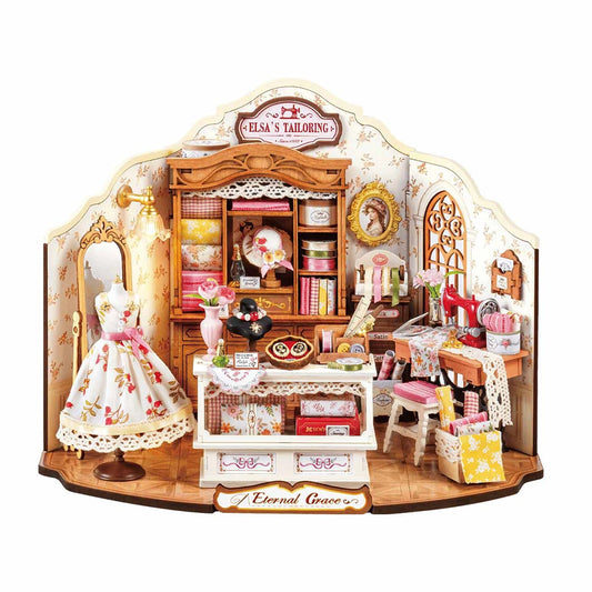 Rolife Elsa's Tailoring Haberdashery DIY Miniature House Wooden Model Kit DG178