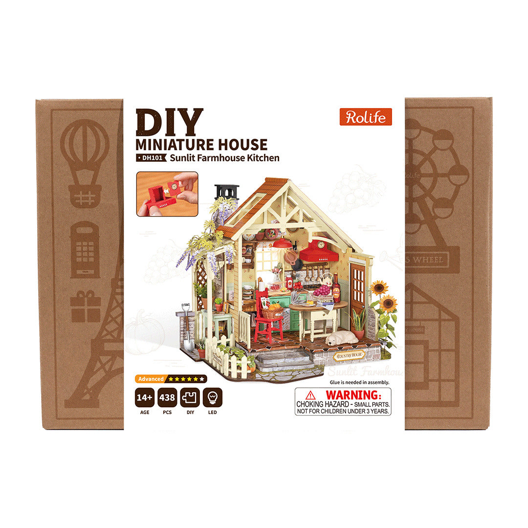 Rolife Sunlit Farmhouse Kitchen DIY Miniature House Model Kit DH101