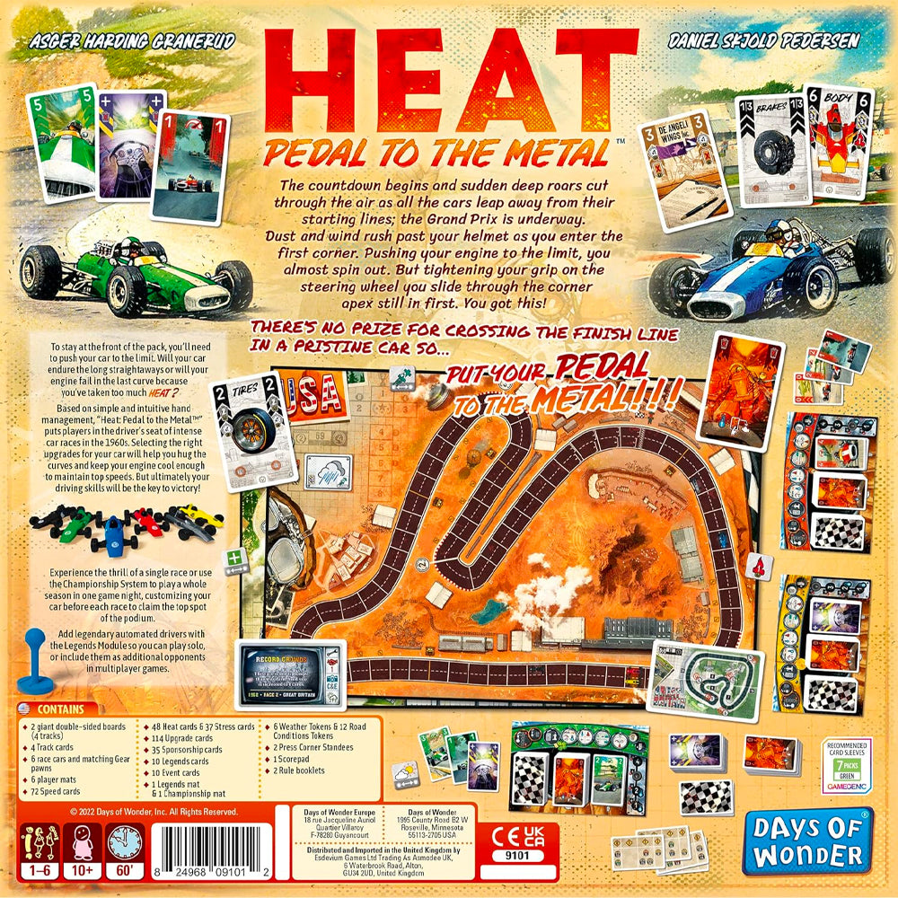 Heat: Pedal to the Metal Board Game 1-6 Players Age 10+ Days of Wonder