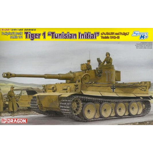 Dragon 6608 Tiger I Tunisian Initial Production 1:35 Tank Plastic Model Kit