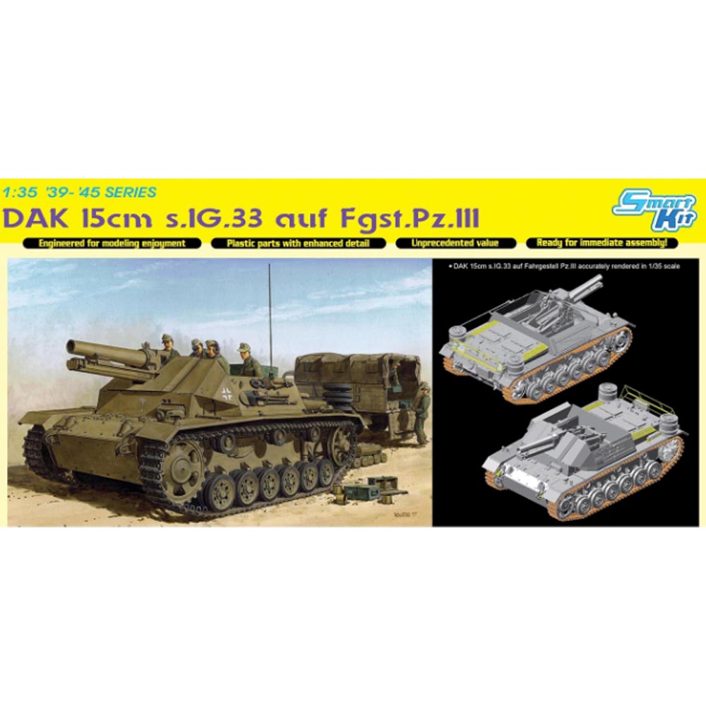 Dragon 6904 DAK 15cm s.IG.33 auf.Fahrgestell .Pz.kpfw.III 1:35 Plastic Model Kit