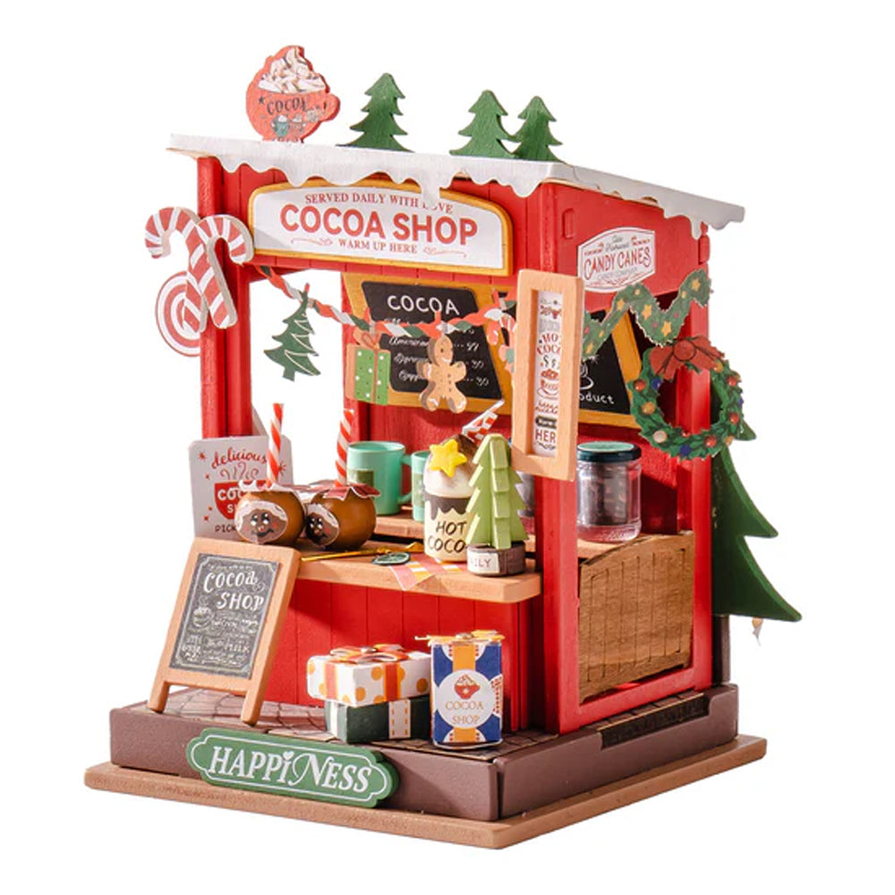 ROBOTIME Rolife Cocoa Hot Chocolate Shop Stand DIY Miniature Dollhouse DS042