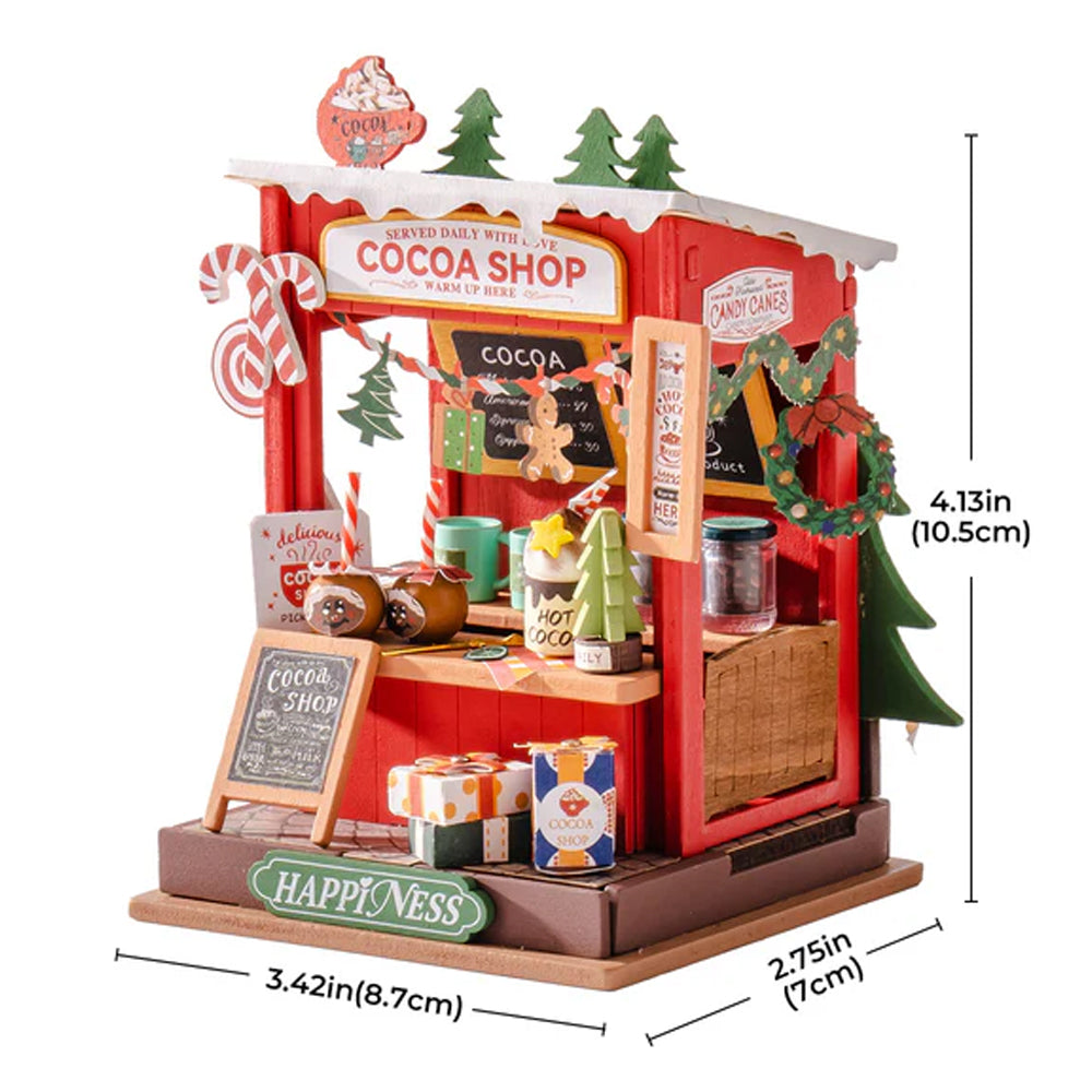ROBOTIME Rolife Cocoa Hot Chocolate Shop Stand DIY Miniature Dollhouse DS042