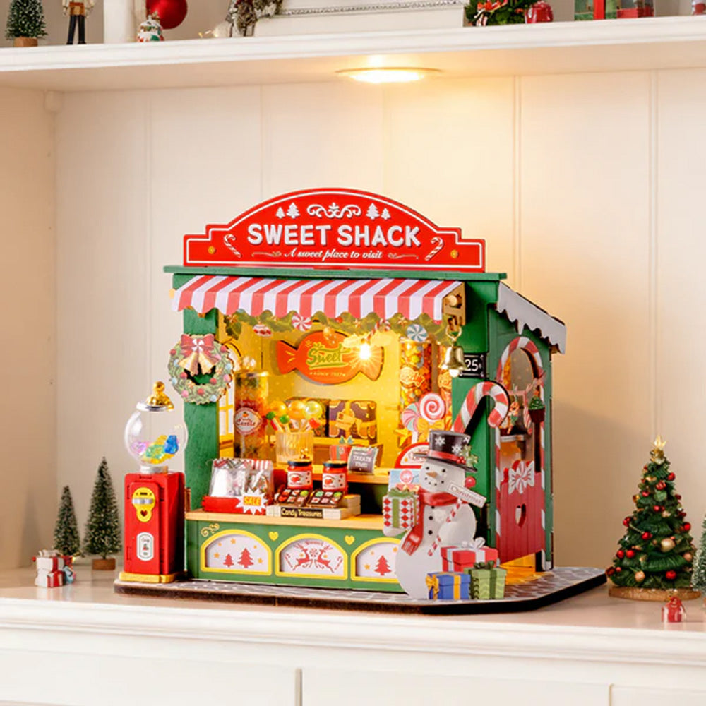 Rolife Christmas Candy Stand DIY Miniature House Wooden Model Kit DS043