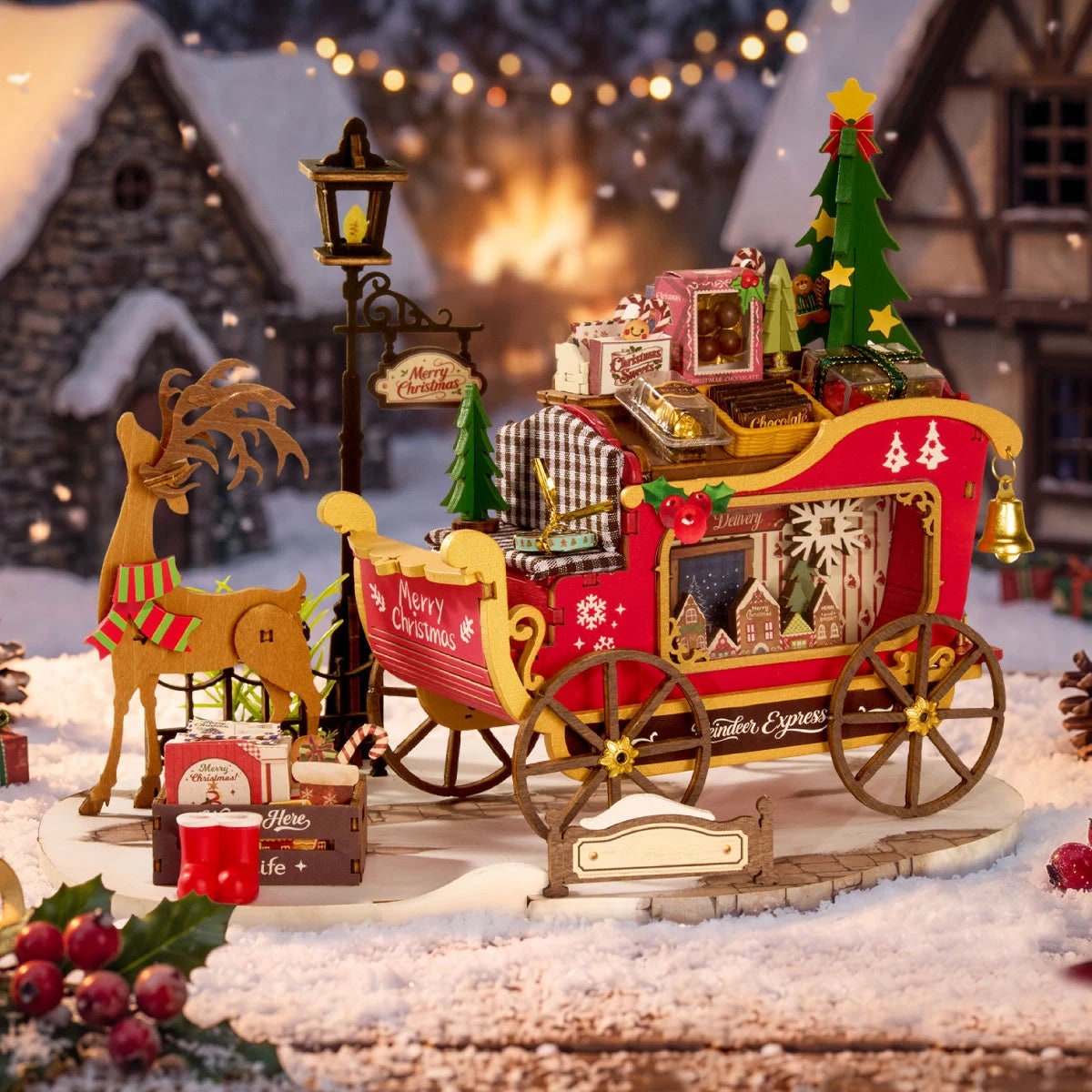 Rolife Reindeer Express DIY Miniature House Wooden Model Kit DS059