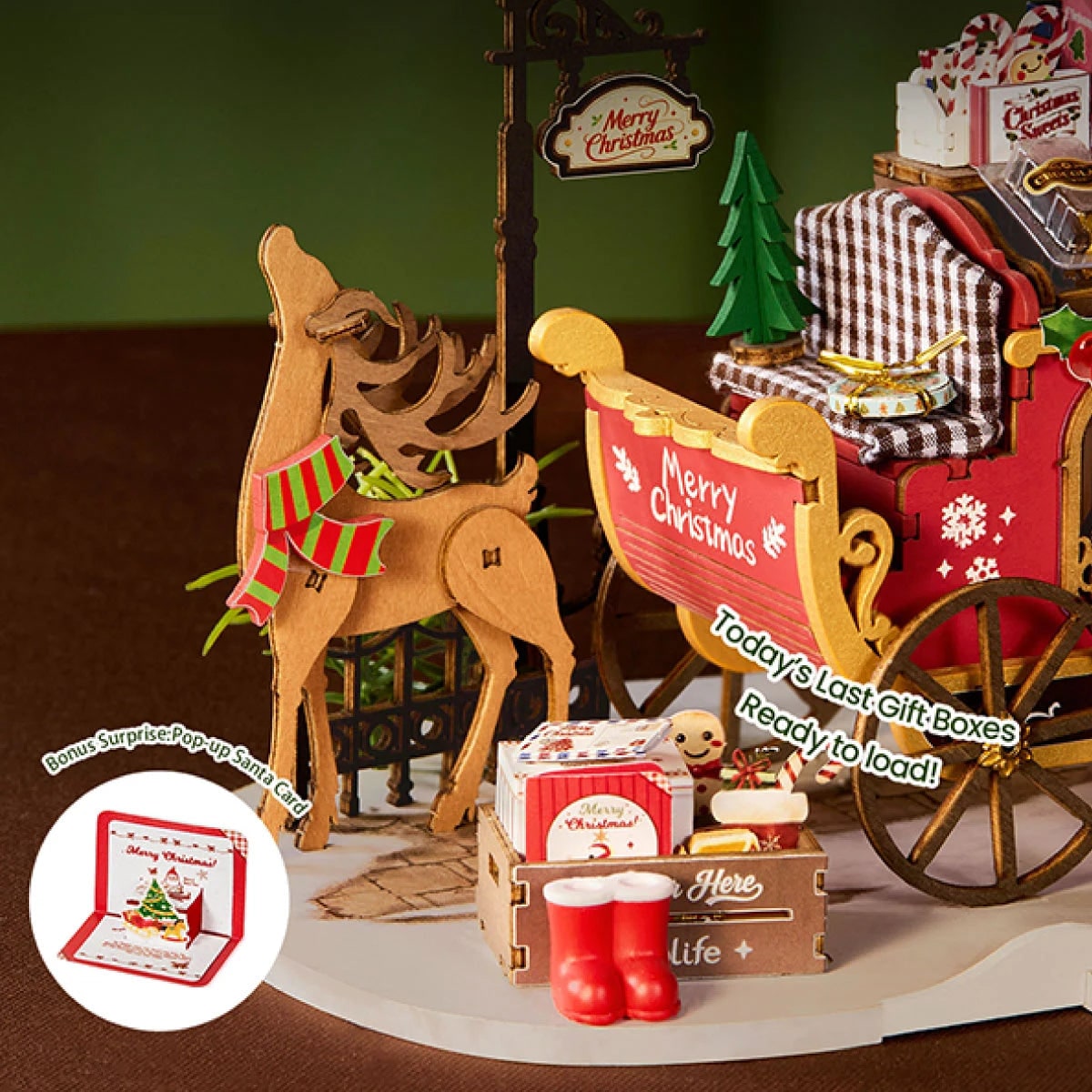 Rolife Reindeer Express DIY Miniature House Wooden Model Kit DS059 - image 5