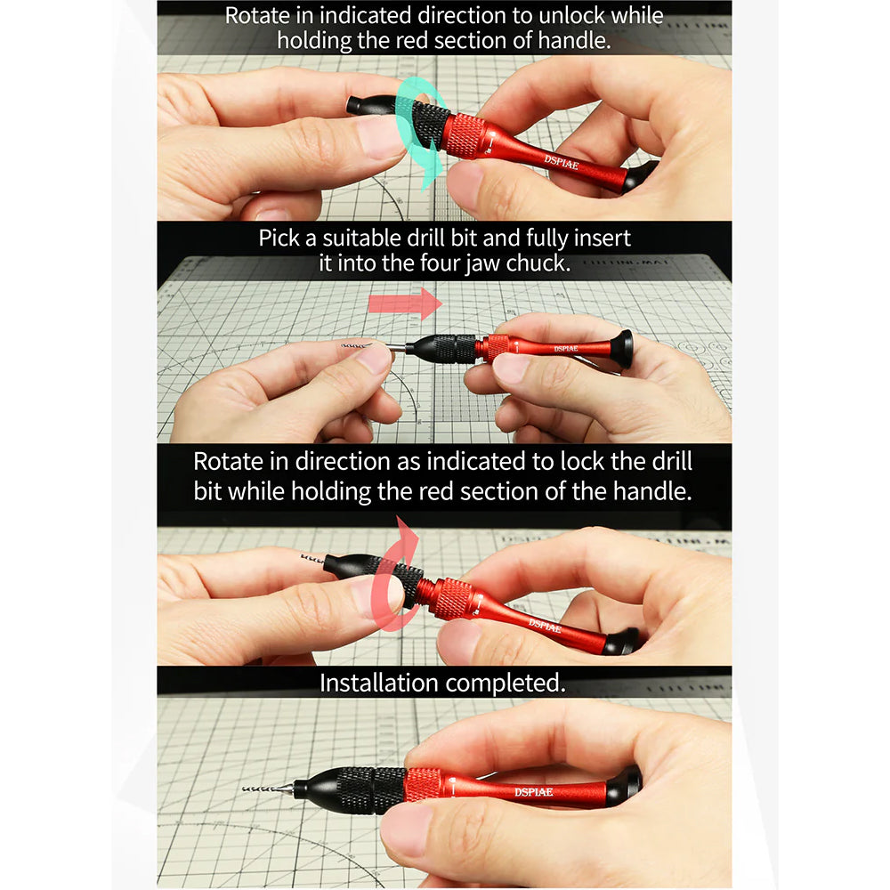 DSPIAE Precision Aluminum Alloy Hand Drill & Tungsten Bit Set AT-SHD