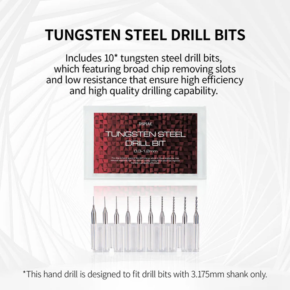 DSPIAE Precision Aluminum Alloy Hand Drill & Tungsten Bit Set AT-SHD