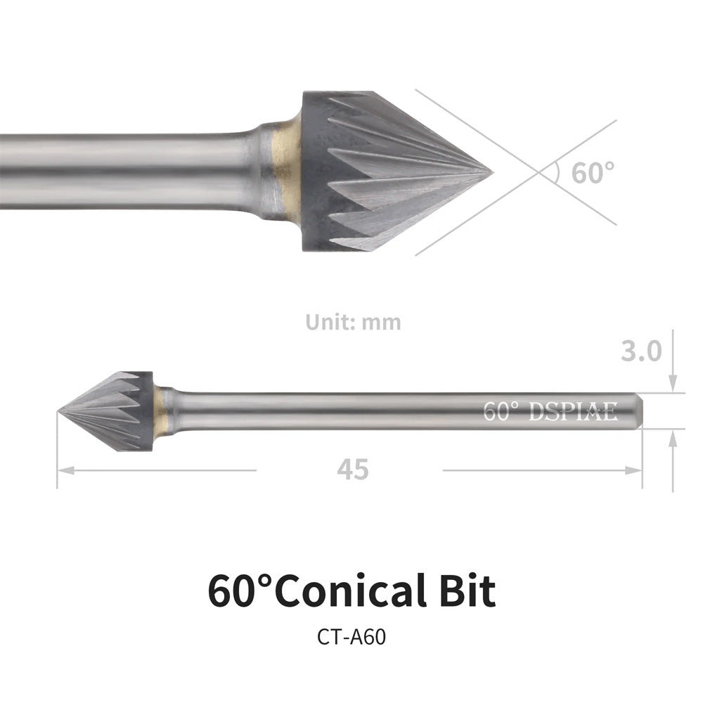 DSPIAE 60° Cone Shaped Burr for AT-CT Chamfering Tool CT-A60