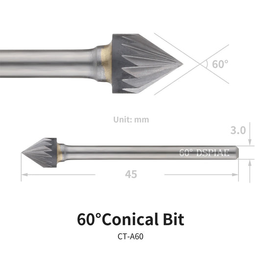 DSPIAE 60° Cone Shaped Burr for AT-CT Chamfering Tool CT-A60