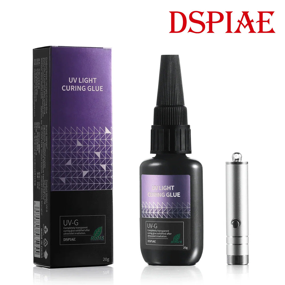 DSPIAE UV Light Transparent Glue with Curing Torch Bundle
