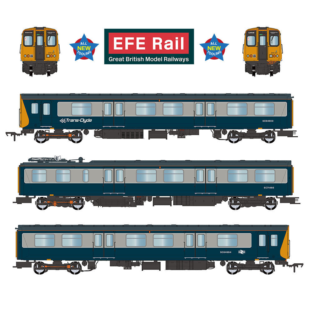 EFE Rail E81013 Class 314 3-Car EMU 314211 BR Blue & Grey 'Trans-Clyde' OO Gauge