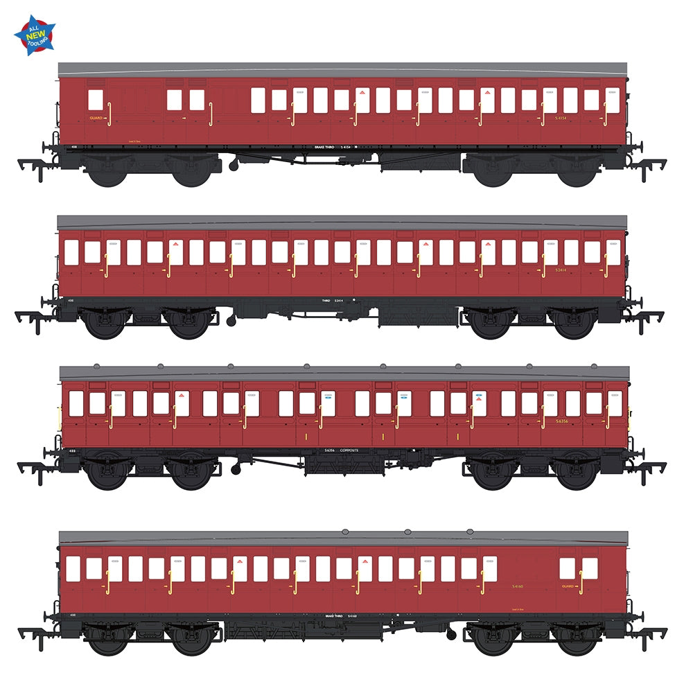 EFE Rail E86023 LBSCR 54ft 'Isle of Wight' 4-Coach Pack BR Crimson OO Gauge