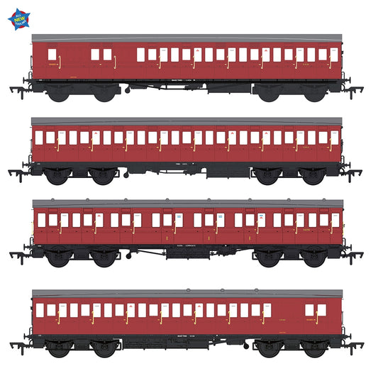 EFE Rail E86023 LBSCR 54ft 'Isle of Wight' 4-Coach Pack BR Crimson OO Gauge