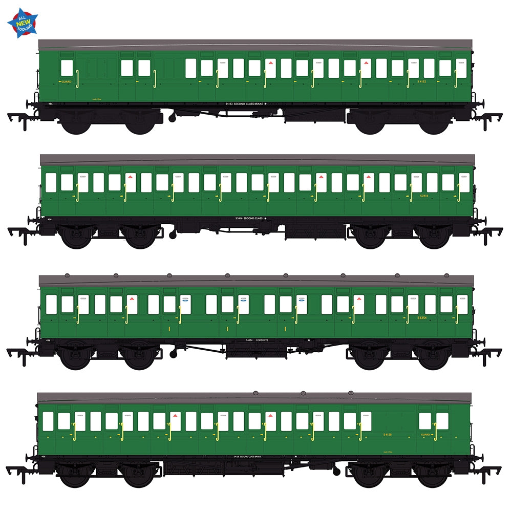 EFE Rail E86024 LBSCR 54ft 'Isle of Wight' 4-Coach Pack BR (SR) Green OO Gauge