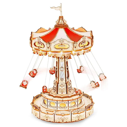 ROBOTIME ROKR Swing Ride Fairground Music Box DIY Wooden Puzzle Model Kit EA02