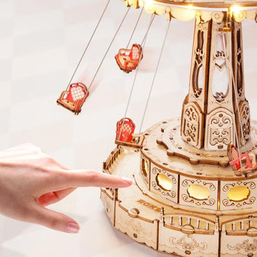 ROBOTIME ROKR Swing Ride Fairground Music Box DIY Wooden Puzzle Model Kit EA02