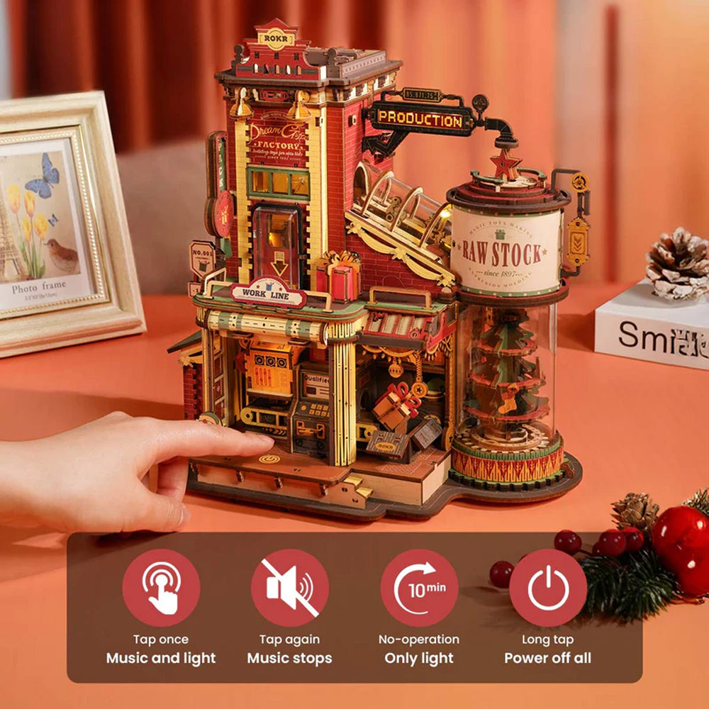 ROBOTIME ROKR Dream Gift Factory Christmas Mechanical Music Box Wooden Kit EAB01