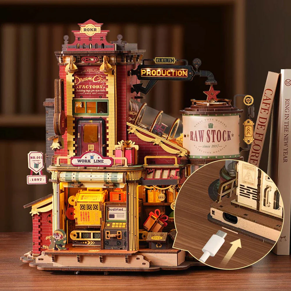 ROBOTIME ROKR Dream Gift Factory Christmas Mechanical Music Box Wooden Kit EAB01
