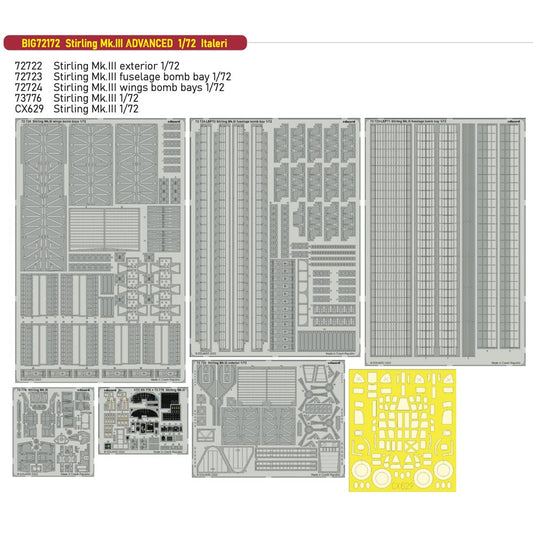 Eduard Big-Ed 72172 Stirling MkIII Advanced Set Italeri 1462 1:72 Decal Etch Set