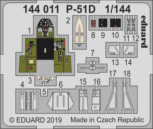 Eduard 144011 Etched Aircraft Detailling Set 1:144 North-American P-51D Mustang